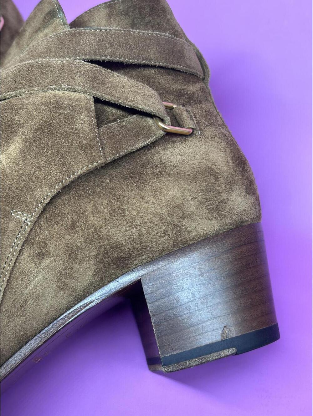 30% Off with BUNDLE! Saint Laurent Suede Wyatt Jodhpur Boots - Tobacco/Nut Suede - Picture 4 of 9